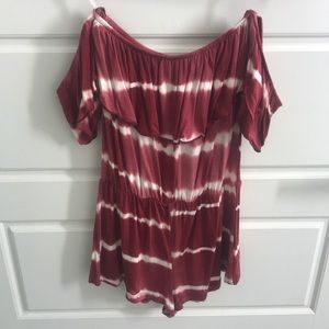 Romper - Red and white tie dye